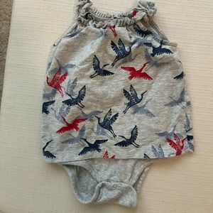 Tea bird baby romper dress